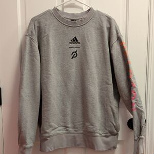 Adidas Gray Crewneck with Pink and Orange Details